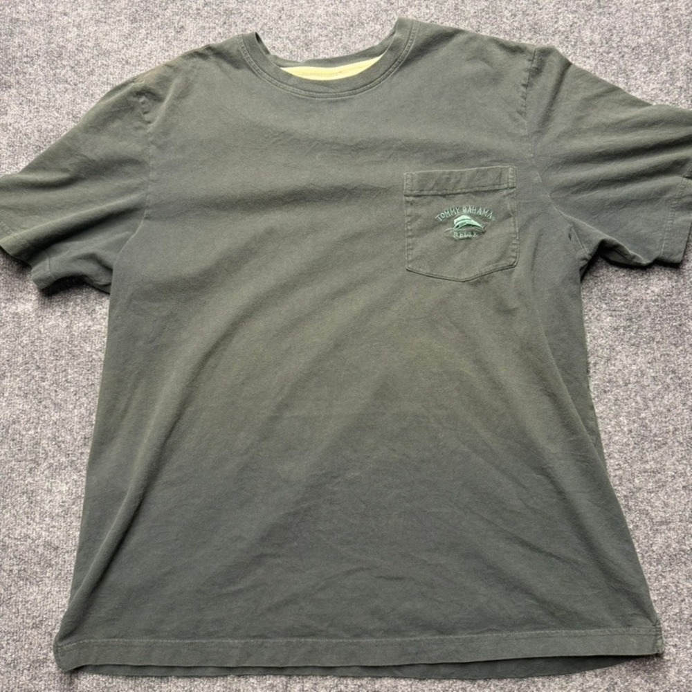 Tommy Bahama Relax Mens Gray Cotton Pocket T-Shirt Marlin Logo XL